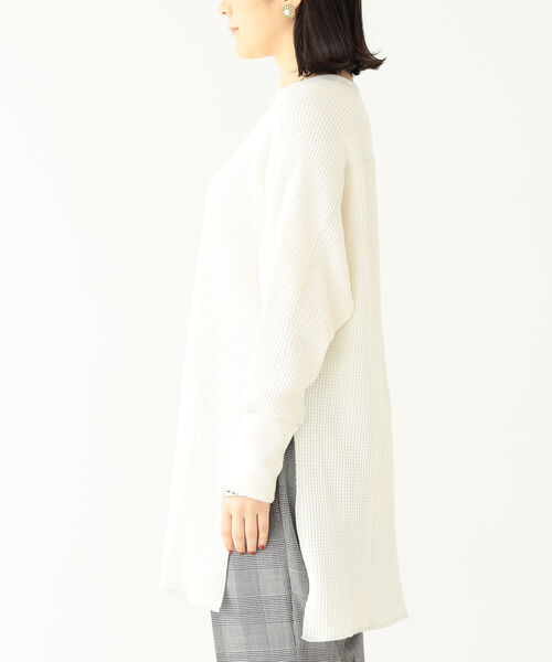 BEAMS BOY(ビームスボーイ)の「BEAMS BOY / サーマル ビッグシルエット クルーネック(Tシャツ/カットソー・レディース・ブラック/オフホワイト・ONE SIZE)」の4枚目の写真