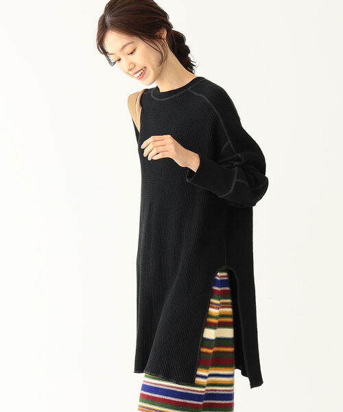 BEAMS BOY(ビームスボーイ)の「BEAMS BOY / サーマル ビッグシルエット クルーネック(Tシャツ/カットソー・レディース・ブラック/オフホワイト・ONE SIZE)」の13枚目の写真