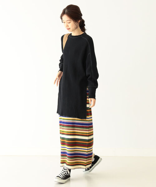 BEAMS BOY(ビームスボーイ)の「BEAMS BOY / サーマル ビッグシルエット クルーネック(Tシャツ/カットソー・レディース・ブラック/オフホワイト・ONE SIZE)」の10枚目の写真