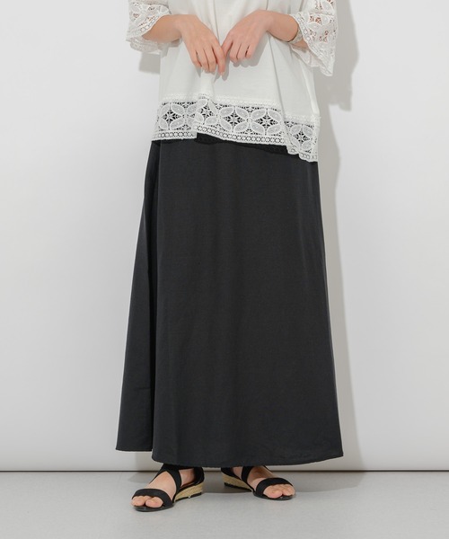 Paradise Picnic(パラダイスピクニック)の「フレンチリネンフレアスカート(スカート・レディース・ブラック/ピンク/グリーン・FREE)」の2枚目の写真