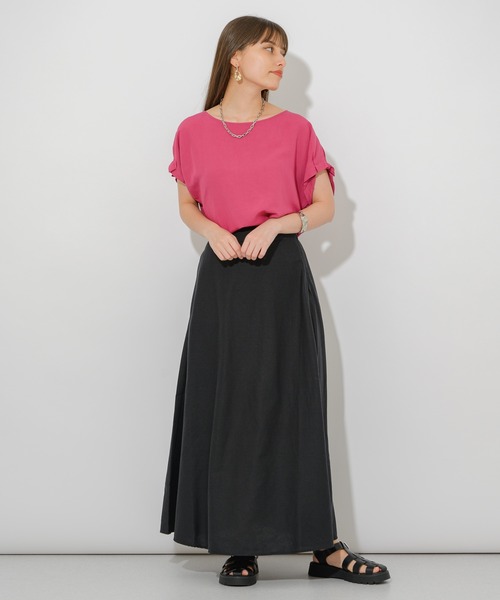 Paradise Picnic(パラダイスピクニック)の「フレンチリネンフレアスカート(スカート・レディース・ブラック/ピンク/グリーン・FREE)」の10枚目の写真