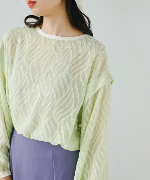 GeeRA(ジーラ)の「2WAYシアージャカードブラウス(シャツ/ブラウス・レディース・アイボリー/グリーン/ブラック・MEDIUM/X-LARGE/LARGE)」の19枚目の写真