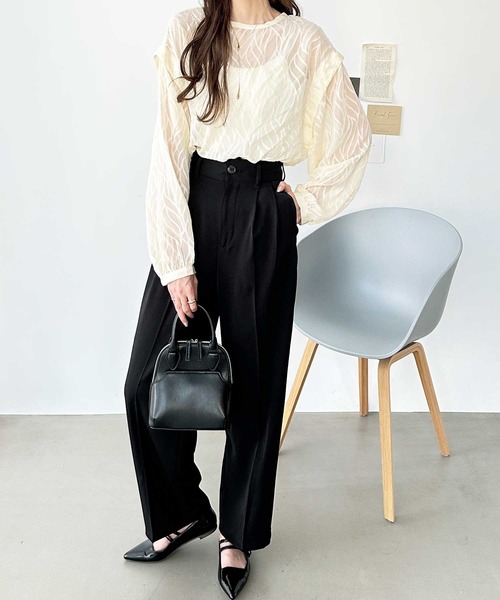 GeeRA(ジーラ)の「2WAYシアージャカードブラウス(シャツ/ブラウス・レディース・アイボリー/グリーン/ブラック・MEDIUM/X-LARGE/LARGE)」の7枚目の写真