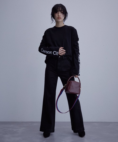 ADAM ET ROPE'（アダムエロペ）の「スリーブプリントTEE（Tシャツ/カットソー・レディース・ブラック/ホワイト・FREE）」の6枚目の写真