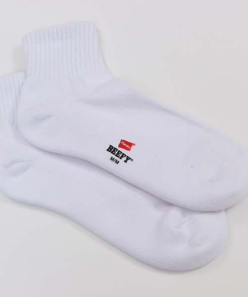 HANES（ヘインズ）の「【Hanes/ヘインズ】メンズ ビーフィー【2足組】クォーターレングスソックス【ハーフパイル】（ソックス/靴下・メンズ・ホワイト/ブラック・MEDIUM）」の8枚目の写真