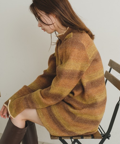 Kastane（カスタネ）の「【2022AWカタログ掲載アイテム】グラデーションニットミニワンピース（ニット/セーター・レディース・ブラウン/グリーン・FREE）」の16枚目の写真