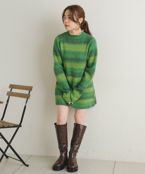 Kastane（カスタネ）の「【2022AWカタログ掲載アイテム】グラデーションニットミニワンピース（ニット/セーター・レディース・ブラウン/グリーン・FREE）」の7枚目の写真