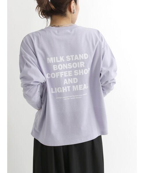 Samansa Mos2 blue（サマンサモスモスブルー）の「プリントロンT（Tシャツ/カットソー・レディース・ラベンダー/オフホワイト/グレー・ﾌﾘ-）」の4枚目の写真