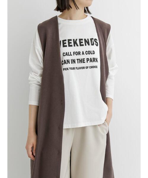 Samansa Mos2 blue（サマンサモスモスブルー）の「プリントロンT（Tシャツ/カットソー・レディース・ラベンダー/オフホワイト/グレー・ﾌﾘ-）」の9枚目の写真