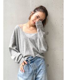 Ungrid | Ｖネックカシミヤ混ルーズニット(ニット/セーター)