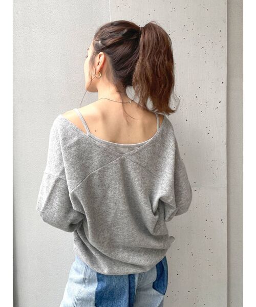 Ungrid（アングリッド）の「Ｖネックカシミヤ混ルーズニット（ニット/セーター・レディース・グレー/レッド/オフホワイト・FREE）」の13枚目の写真