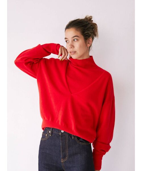 Ungrid（アングリッド）の「Ｖネックカシミヤ混ルーズニット（ニット/セーター・レディース・グレー/レッド/オフホワイト・FREE）」の11枚目の写真