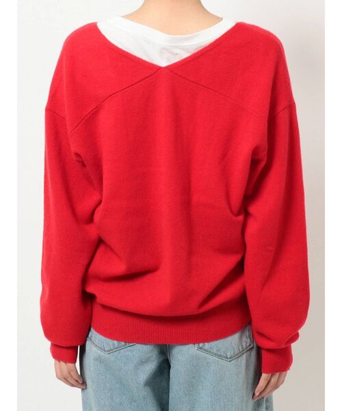 Ungrid（アングリッド）の「Ｖネックカシミヤ混ルーズニット（ニット/セーター・レディース・グレー/レッド/オフホワイト・FREE）」の20枚目の写真