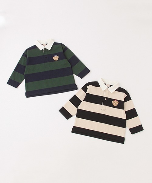 petit main(プティマイン)の「【リンク】太ボーダーラガー長袖Tシャツ(Tシャツ/カットソー・キッズ・グリーン/ブラック/サックスブルー・100cm/110cm/90cm/120cm/80cm/130cm)」の12枚目の写真