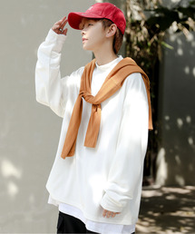 【neos -addictive design-】ルーズシルエット モックネック ポンチ ロングスリーブ Tシャツ