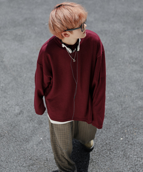 neos(ネオス)の「【neos -addictive design-】ルーズシルエット モックネック ポンチ ロングスリーブ Tシャツ(Tシャツ/カットソー・メンズ・ホワイト/チャコールグレー/ブラック/ネイビー/ブラウン/ブルーグレー/ワインレッド/杢グレー/グリーン/ベージュ・MEDIUM/LARGE)」の18枚目の写真