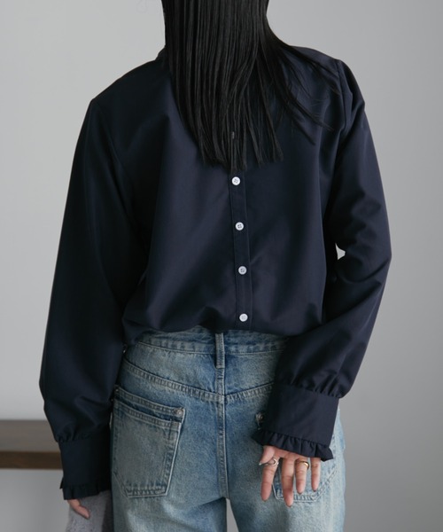 Aunt Marie's（アントマリーズ）の「2WAYフリルシャツブラウス（シャツ/ブラウス・レディース・ホワイト/ブルー/ネイビー/サックスブルー・FREE）」の9枚目の写真