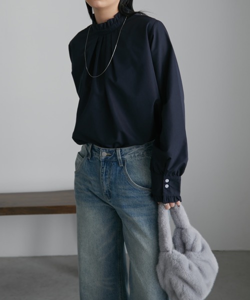 Aunt Marie's（アントマリーズ）の「2WAYフリルシャツブラウス（シャツ/ブラウス・レディース・ホワイト/ブルー/ネイビー/サックスブルー・FREE）」の7枚目の写真