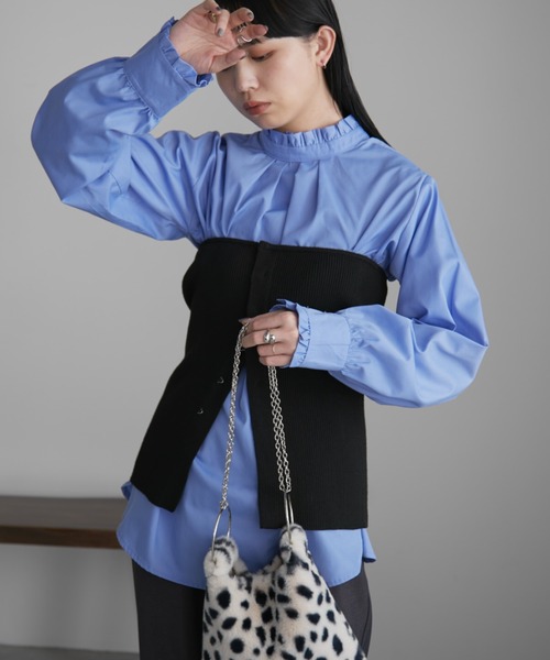 Aunt Marie's（アントマリーズ）の「2WAYフリルシャツブラウス（シャツ/ブラウス・レディース・ホワイト/ブルー/ネイビー/サックスブルー・FREE）」の19枚目の写真