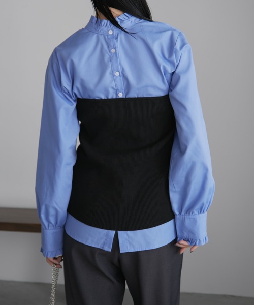 Aunt Marie's（アントマリーズ）の「2WAYフリルシャツブラウス（シャツ/ブラウス・レディース・ホワイト/ブルー/ネイビー/サックスブルー・FREE）」の18枚目の写真