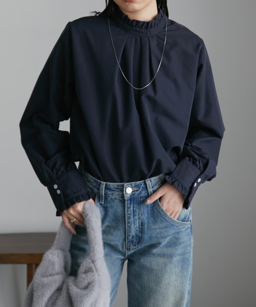 Aunt Marie's（アントマリーズ）の「2WAYフリルシャツブラウス（シャツ/ブラウス・レディース・ホワイト/ブルー/ネイビー/サックスブルー・FREE）」の5枚目の写真