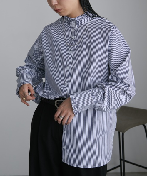 Aunt Marie's（アントマリーズ）の「2WAYフリルシャツブラウス（シャツ/ブラウス・レディース・ホワイト/ブルー/ネイビー/サックスブルー・FREE）」の22枚目の写真