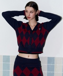 A'GEM/9 × .kom『 FANCY CLUB/ファンシークラブ』HEARTFELT ARGYLE CARDIGAN/ハートフル ニットアーガイルカーディガン