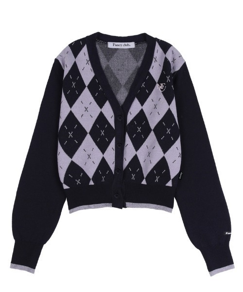 FANCY CLUB(ファンシークラブ)の「A'GEM/9 × .kom『 FANCY CLUB/ファンシークラブ』HEARTFELT ARGYLE CARDIGAN/ハートフル ニットアーガイルカーディガン(カーディガン/ボレロ・レディース・パープル/ボルドー・FREE)」の9枚目の写真