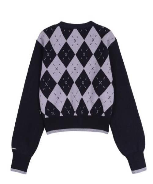 FANCY CLUB(ファンシークラブ)の「A'GEM/9 × .kom『 FANCY CLUB/ファンシークラブ』HEARTFELT ARGYLE CARDIGAN/ハートフル ニットアーガイルカーディガン(カーディガン/ボレロ・レディース・パープル/ボルドー・FREE)」の10枚目の写真