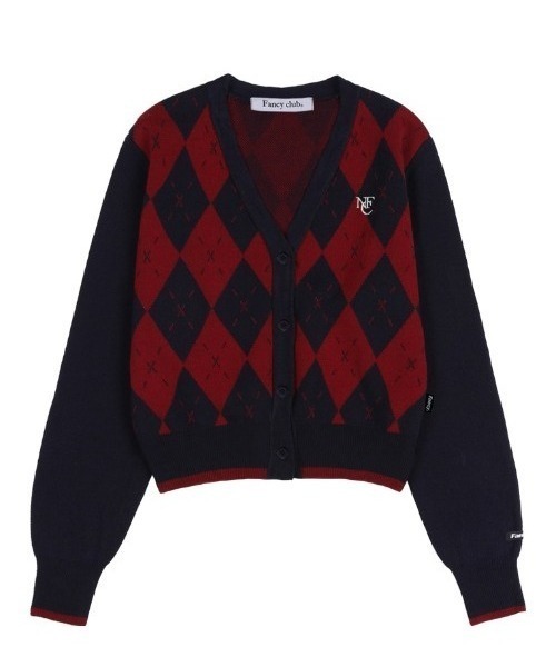 FANCY CLUB(ファンシークラブ)の「A'GEM/9 × .kom『 FANCY CLUB/ファンシークラブ』HEARTFELT ARGYLE CARDIGAN/ハートフル ニットアーガイルカーディガン(カーディガン/ボレロ・レディース・パープル/ボルドー・FREE)」の11枚目の写真