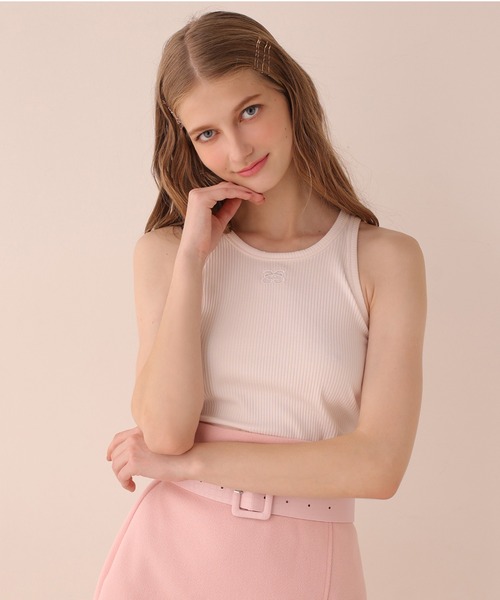 Seemi. byNICECLAUP（ シーミーバイナイスクラップ）の「【Seemi】Seemi.タンク（タンクトップ・レディース・ピンク/オフホワイト/ブラック・FREE）」の3枚目の写真