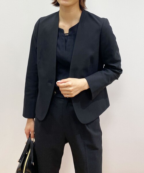 index（インデックス）の「◆【セットアップ対応】Reflax ツイルノーカラージャケット（ノーカラージャケット・レディース・ブラック/ライトベージュ/パープル系1/ホワイト系9・36/38/40/42）」の8枚目の写真