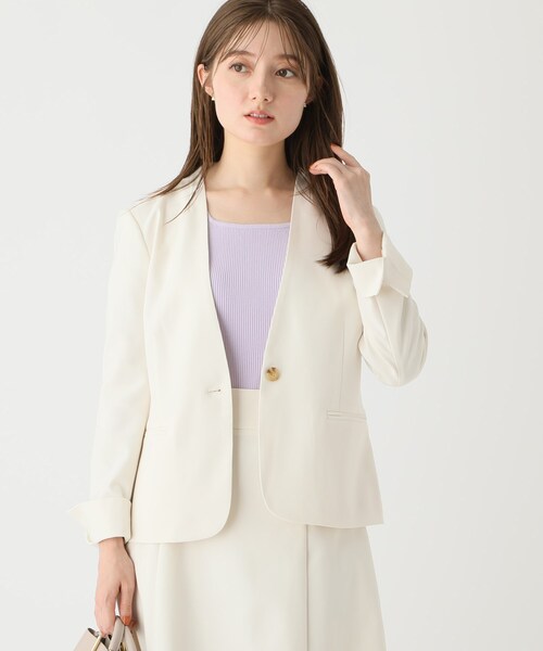 index（インデックス）の「◆【セットアップ対応】Reflax ツイルノーカラージャケット（ノーカラージャケット・レディース・ブラック/ライトベージュ/パープル系1/ホワイト系9・36/38/40/42）」の13枚目の写真