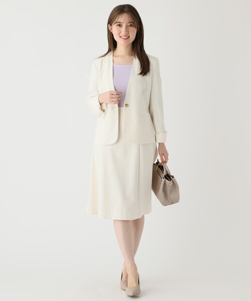 index（インデックス）の「◆【セットアップ対応】Reflax ツイルノーカラージャケット（ノーカラージャケット・レディース・ブラック/ライトベージュ/パープル系1/ホワイト系9・36/38/40/42）」の15枚目の写真