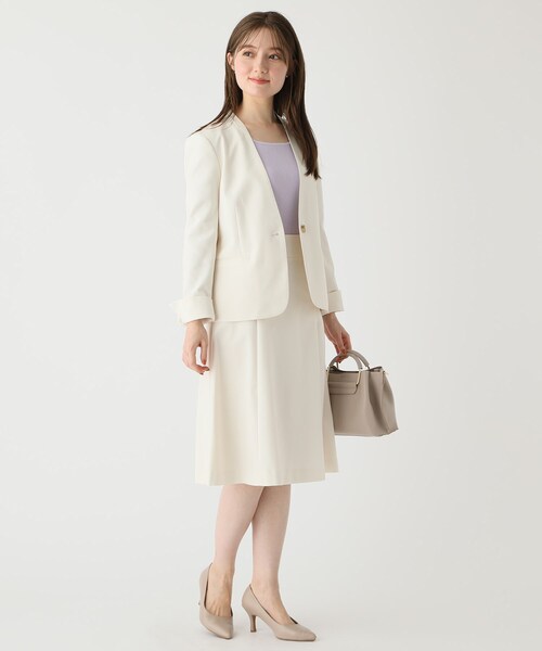 index（インデックス）の「◆【セットアップ対応】Reflax ツイルノーカラージャケット（ノーカラージャケット・レディース・ブラック/ライトベージュ/パープル系1/ホワイト系9・36/38/40/42）」の16枚目の写真