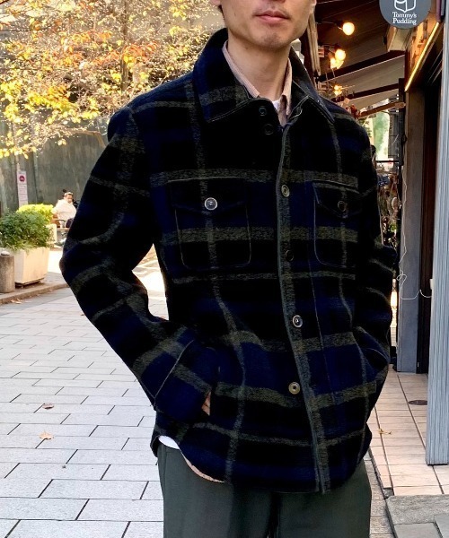 BOB(ボブ)の「BOB/ボブ/ボンディングチェックシャツジャケット(その他アウター・メンズ・ネイビー・46/48/50/52)」の1枚目の写真