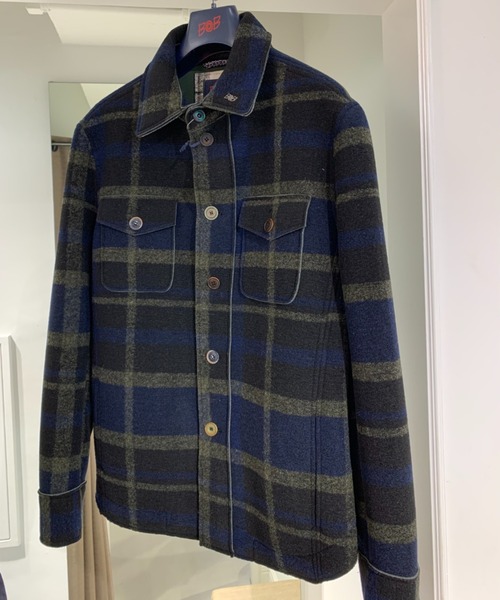 BOB(ボブ)の「BOB/ボブ/ボンディングチェックシャツジャケット(その他アウター・メンズ・ネイビー・46/48/50/52)」の5枚目の写真