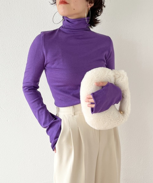 wee9s(ウィークス)の「finger hole smooth turtle knit / フィンガーホールスムースタートルニット(ニット/セーター・レディース・オレンジ/パープル/ピンク/グリーン/ブルー/ブラック/アイボリー・FREE)」の11枚目の写真