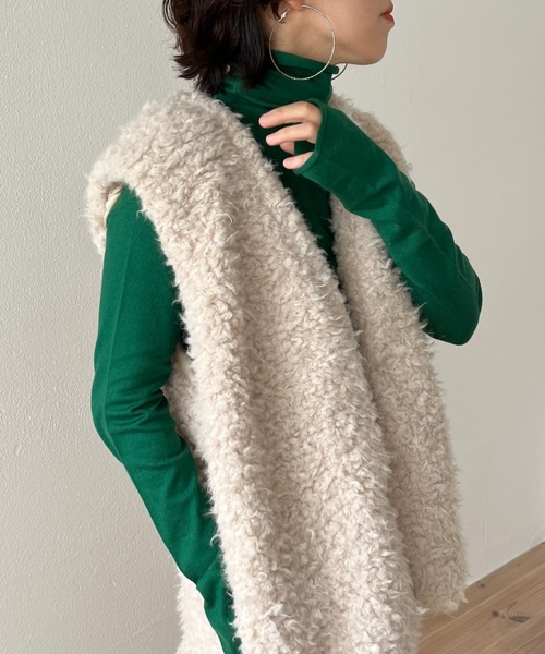 wee9s(ウィークス)の「finger hole smooth turtle knit / フィンガーホールスムースタートルニット(ニット/セーター・レディース・オレンジ/パープル/ピンク/グリーン/ブルー/ブラック/アイボリー・FREE)」の12枚目の写真