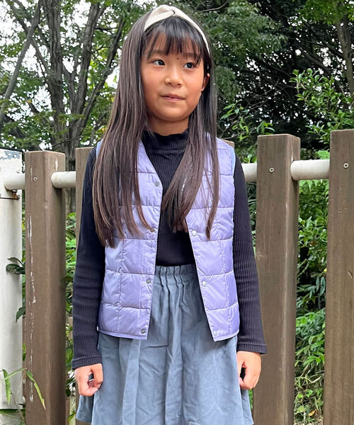 TAION（タイオン）の「◇【WEB限定】【TAION/タイオン】キッズ Vネックインナーダウンベスト（ダウンベスト・キッズ・ブラック/ベージュ/ミント/ラベンダー・110/120/140/130）」の8枚目の写真