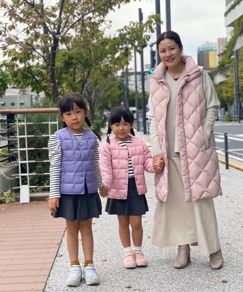 TAION（タイオン）の「◇【WEB限定】【TAION/タイオン】キッズ Vネックインナーダウンベスト（ダウンベスト・キッズ・ブラック/ベージュ/ミント/ラベンダー・110/120/140/130）」の10枚目の写真