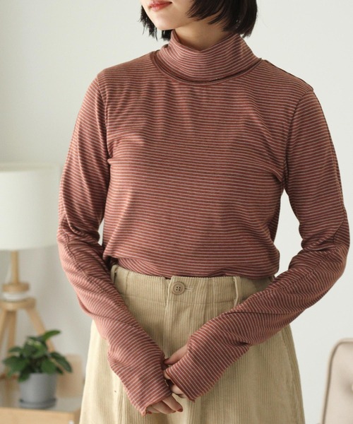 Crisp（クリスプ）の「タートルボーダーTシャツ（Tシャツ/カットソー・レディース・グリーン/ピンク/レッド・FREE）」の3枚目の写真