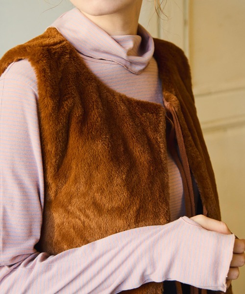 Crisp（クリスプ）の「タートルボーダーTシャツ（Tシャツ/カットソー・レディース・グリーン/ピンク/レッド・FREE）」の2枚目の写真