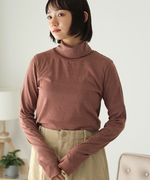 Crisp（クリスプ）の「タートルボーダーTシャツ（Tシャツ/カットソー・レディース・グリーン/ピンク/レッド・FREE）」の5枚目の写真