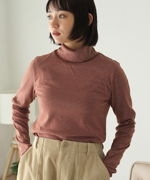 Crisp（クリスプ）の「タートルボーダーTシャツ（Tシャツ/カットソー・レディース・グリーン/ピンク/レッド・FREE）」の6枚目の写真