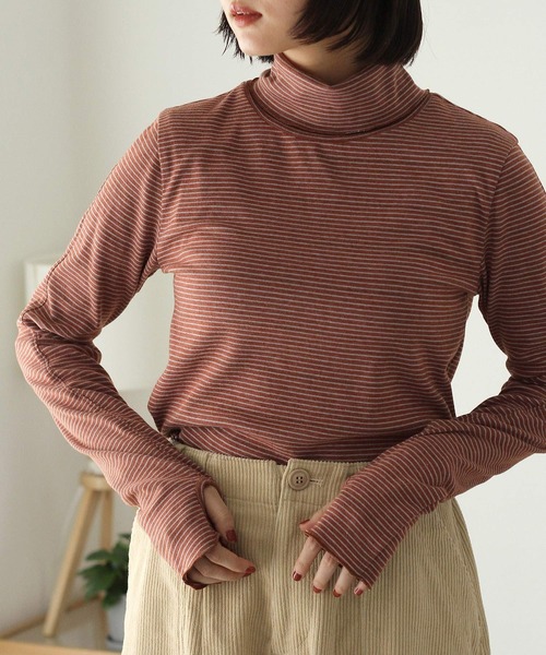 Crisp（クリスプ）の「タートルボーダーTシャツ（Tシャツ/カットソー・レディース・グリーン/ピンク/レッド・FREE）」の7枚目の写真