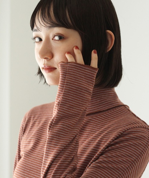 Crisp（クリスプ）の「タートルボーダーTシャツ（Tシャツ/カットソー・レディース・グリーン/ピンク/レッド・FREE）」の8枚目の写真