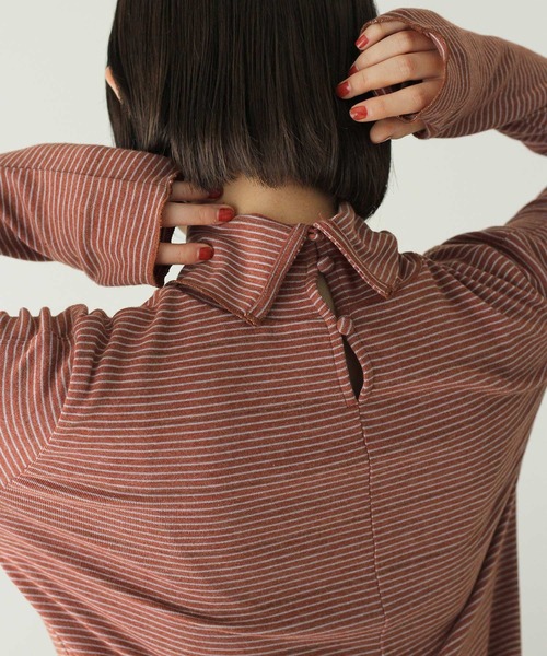 Crisp（クリスプ）の「タートルボーダーTシャツ（Tシャツ/カットソー・レディース・グリーン/ピンク/レッド・FREE）」の10枚目の写真