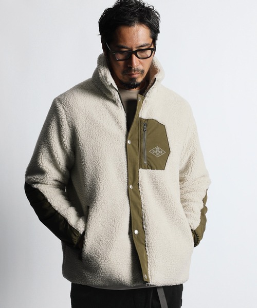 The DUFFER of ST.GEORGE(ザダファーオブセントジョージ)の「BOA FLEECE JK:ボアフリースジャケット ライトアウター(その他アウター・メンズ・ブラック/アイボリー・SMALL/MEDIUM/LARGE/X-LARGE)」の3枚目の写真