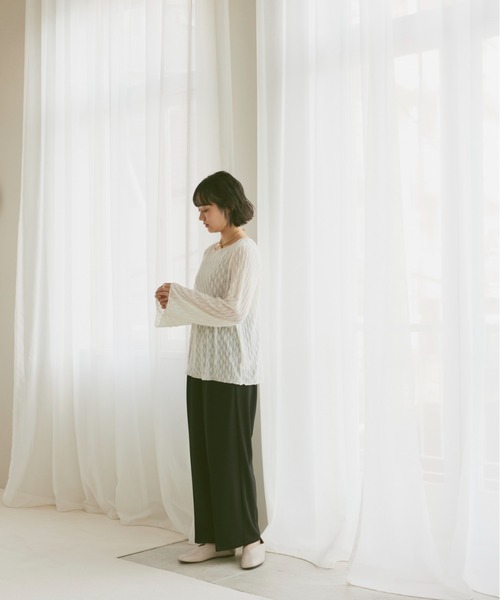 moi tytto（モイテュット）の「ニュアンスシアートップス（Tシャツ/カットソー・レディース・ベージュ/ホワイト/ブラウン・FREE）」の13枚目の写真